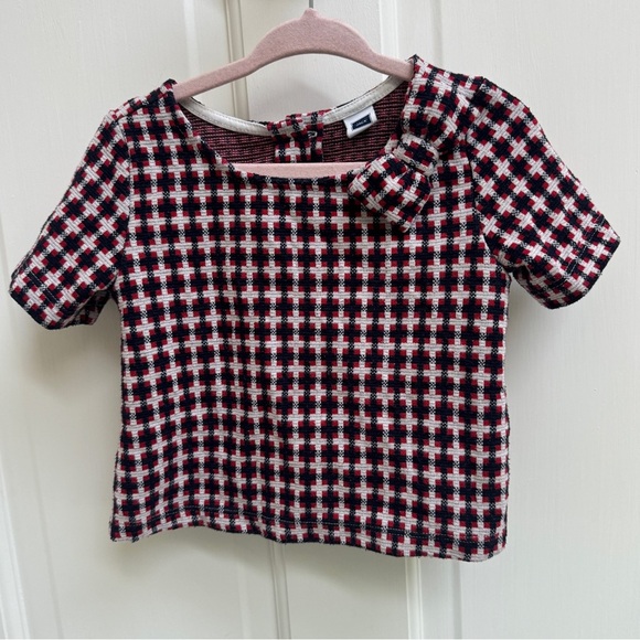 NWOT Janie & Jack 2T Multicolored Girls Formal Checkered Bow Quarter Sleeve Top - Picture 1 of 4